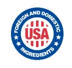 Made in USA with foreign and domestic ingredients badge